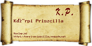 Kárpi Priszcilla névjegykártya